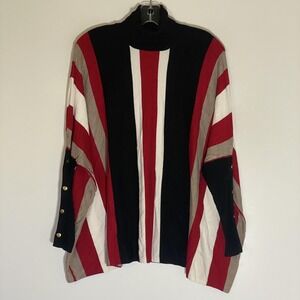Joseph A. Sweater Womens Small Multicolor Stripe Turtleneck Poncho Dolman Sleeve